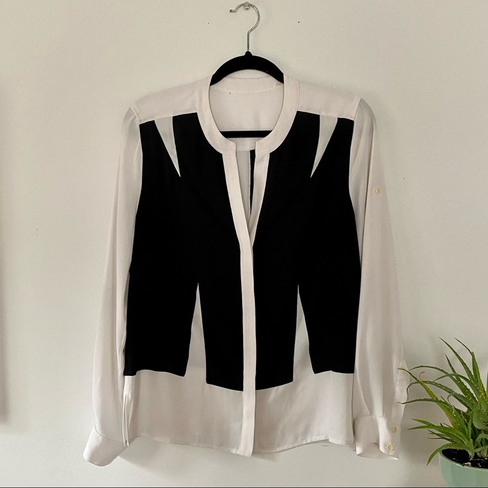 Vintage Bodice Pattern B&W Button Up Shirt